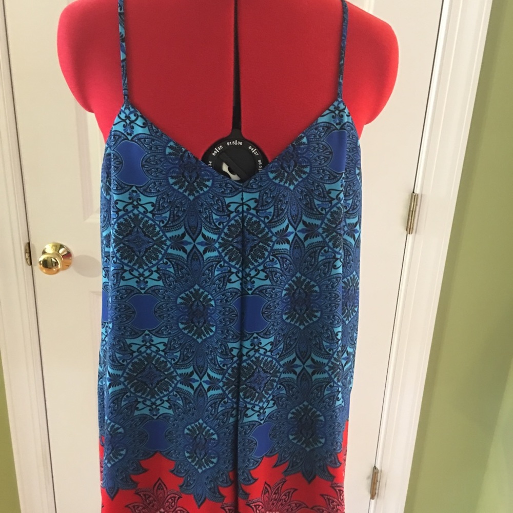 Karen Kane Womens Blue Printed Colorblock Blouse